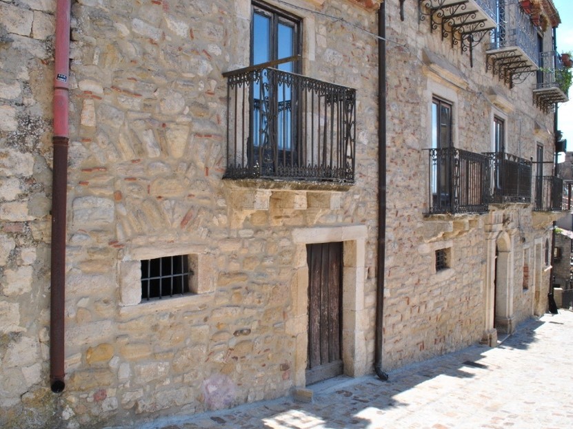 Image of the balconies of the historical residence in Gangi Sicily