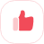 Red thumbs up icon, indicating approval, recommendation, or favorite.
