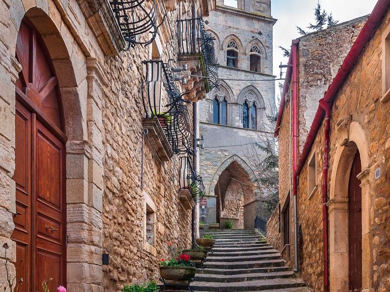 Image of the view of the Gangi town in Sicily