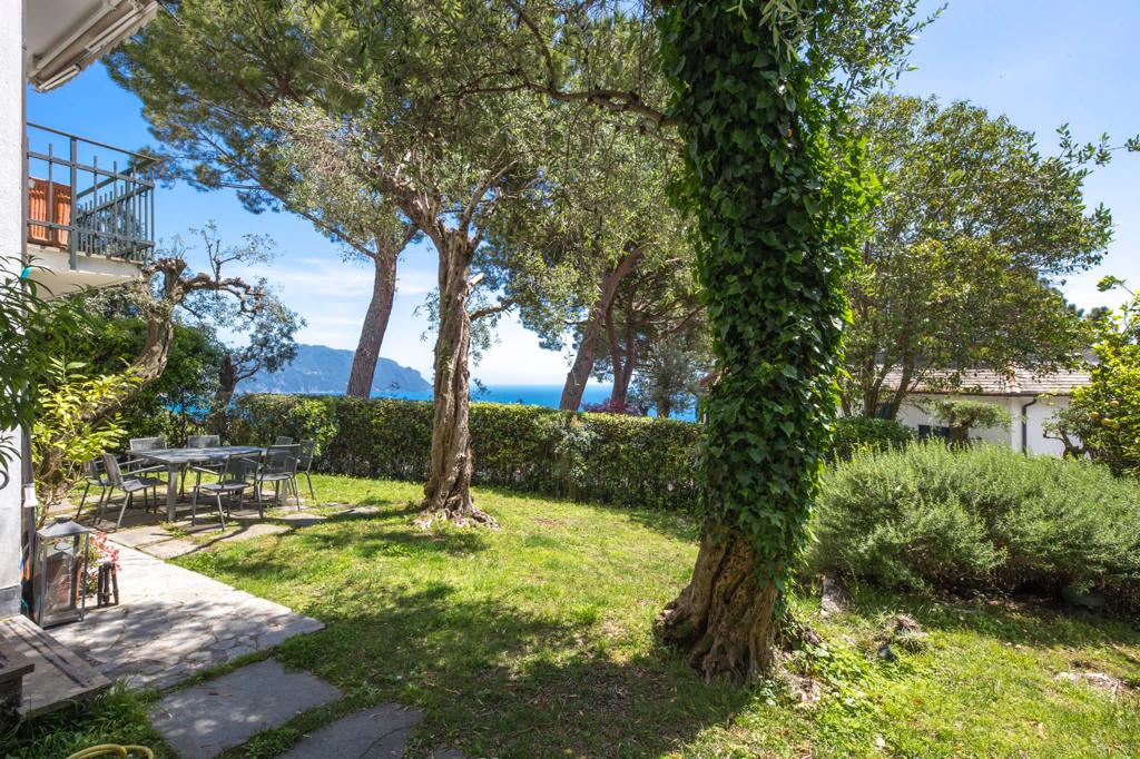 Image of the garden with a view of the Italian villa