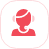 Customer support icon: a red figure wearing a headset.